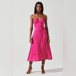 NWOT ASTR the Label- Satin Bustier Midi Dress Size M